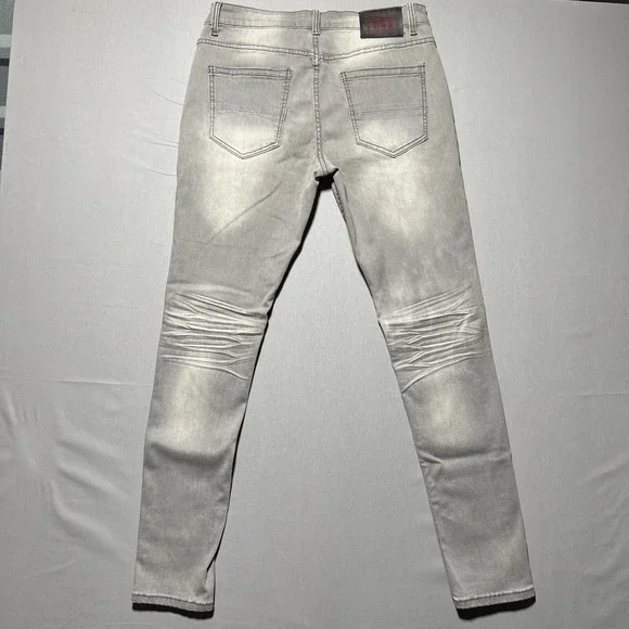 NWT Serenede Men's Gray Denim Distressed Mid Rise 5-Pocket Skinny Jeans Size 34